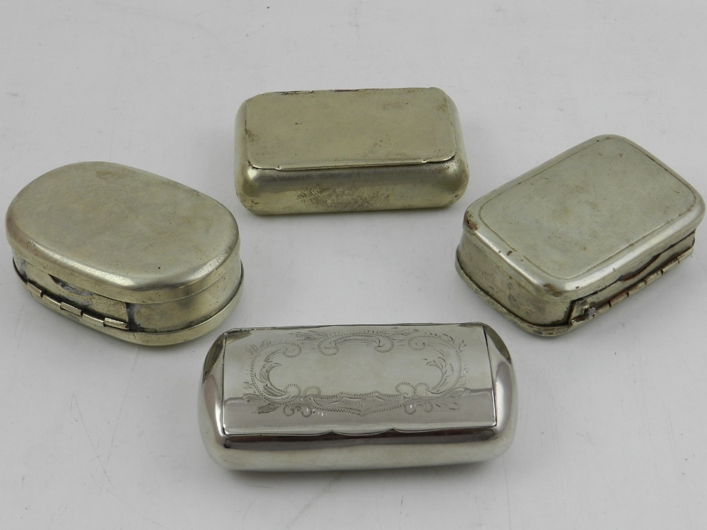 Four various white metal vesta cases.