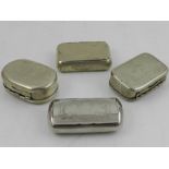 Four various white metal vesta cases.