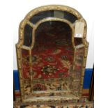 A 19th century style gilt framed wall mirror, arched, the central panel flanked by margin plates, H.