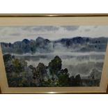 20th century Continental school, a landscape study, watercolour, signed and dated 1984 lower