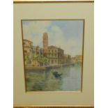 Vittorio Rappini (Italian, 1877-1939), Venetian canal scene, watercolour, signed lower right. H.34cm