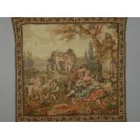 A French wall hanging tapestry, in the 19th century style, decorated with seated children in