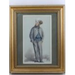 A facsimile print of a gentleman, signed lower right, within a gilt frame. H.43cm