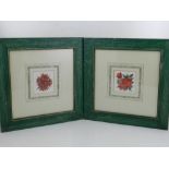 20th century English School, Roses, watercolour, signed in initials, 8 x 8cm, together with