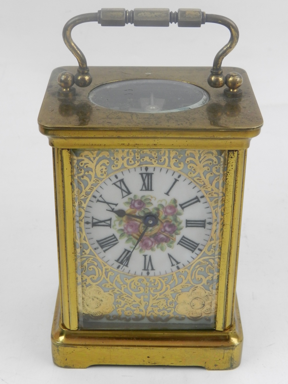A late 19th century brass carriage clock,