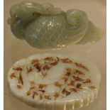 Two pieces of celadon coloured Jade,