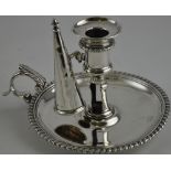 George III silver chamberstick with original sconce and snuffer,