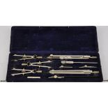 A complete set of draughtsman's instruments by Temple in original fitted case