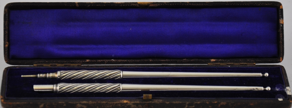 A boxed white metal pen and pencil set, marked S. Mordan & Co.