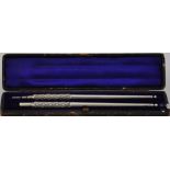 A boxed white metal pen and pencil set, marked S. Mordan & Co.