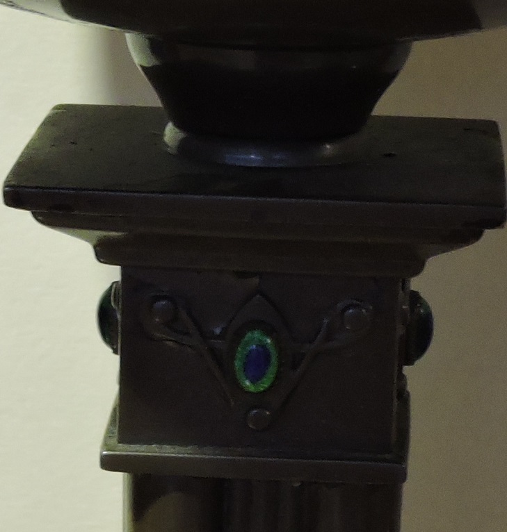 An Art Nouveau style gas lamp with blue and green enamel embellishment, - Image 3 of 3