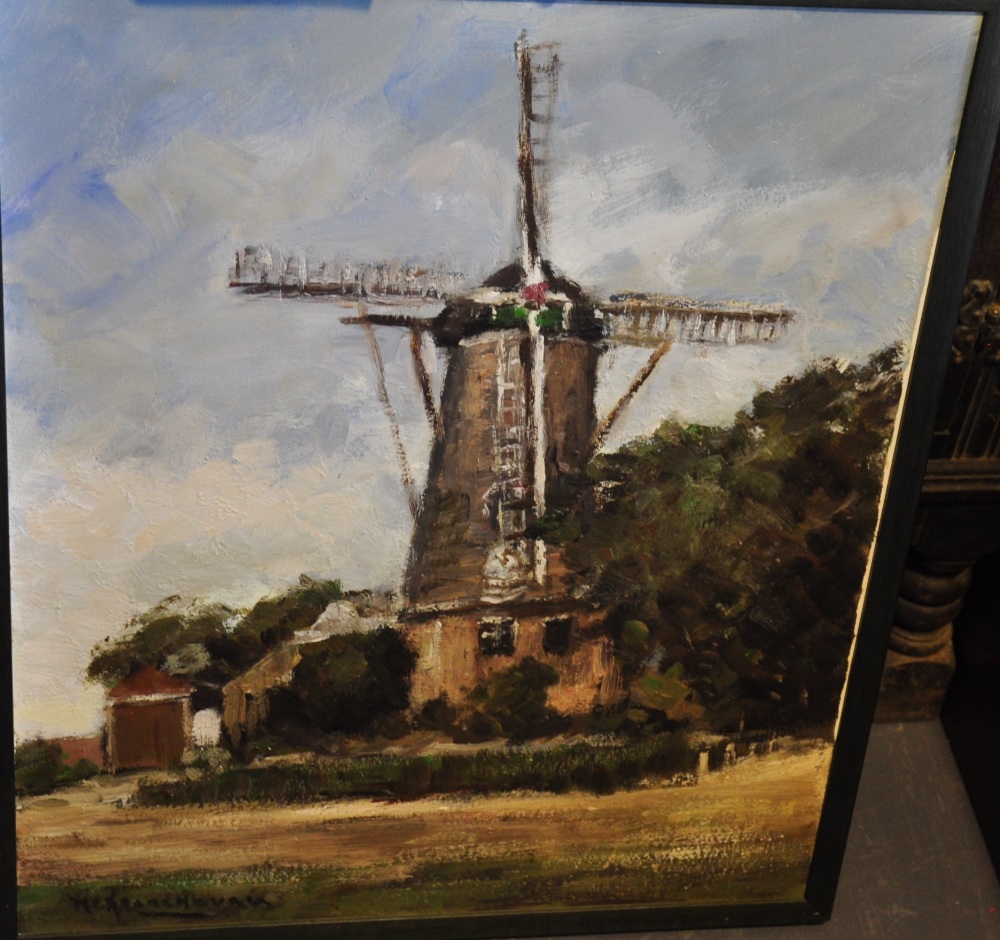 Oil on canvas Hendrik Cornelis Kranenburg (1917-1987) Windmill,