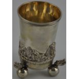 A late 17th/ early 18th Century Nuremberg/Augsberg cup with lower band of applied cast decoration