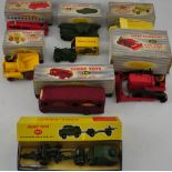 Eight boxed Dinky Toys die cast vehicles comprising 961 Blaw Knox Bulldozer,