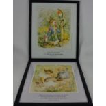 A set of 4 Beatrix Potter framed prints, 35 x 30cm, together with a framed print,