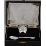 Silver egg cup & spoon,