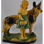 A plaster fairing, a young flower seller with faithful hound. H.