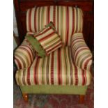 George Smith, England, a Contemporary armchair, upholstered in a multi-coloured striped fabric,