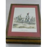 Five reproduction French 19th century prints, showing military figures and emplacements, 31 x 20cm,