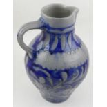 A West German blue salt glazed pottery jug.