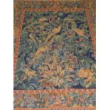 A 20th century Belgium wall hanging tapestry, embroidered with birds amongst foliage, L.