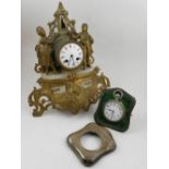 A late 19th century gilt metal mounted mantel clock,