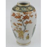 An early 20th century Japanese satsuma vase, decorated with figures below a tree, H. 16cm.