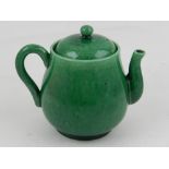 A Chinese green miniature porcelain teapot. H.