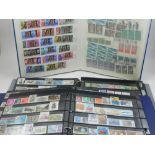 A collection of World stamps in seven binders, boxes, and leaves. (Qty)