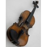 A fine mid 19th century violin, with a two piece back, 38cm.