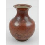 A Chinese red lustered baluster vase, H.