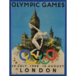 The Olympic Games, 29th July/14th August London 1948 original poster designed by Walter Herz,