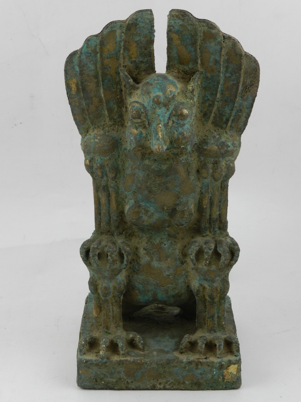 A Chinese bronze study of a Mingqi, partially gilded. H: 26cm
