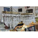 Two crystal bag shaped ceiling shades