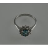 A 9ct blue and white sapphire ring