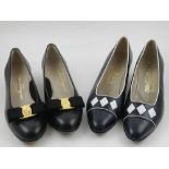 Two pairs of Salvatore Ferragamo ladies court shoes, approx. size 4/5.