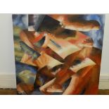 A Contemporary abstract oil on canvas, signed and dated verso. H.92cm W.92cm