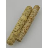 Two late 19th / early 20th Chinese century ivory needle cases, having pierced decoration of