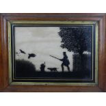 19th century British school, Turning back from the Gun, silhouette on glass. H.29cm W.40.5cm