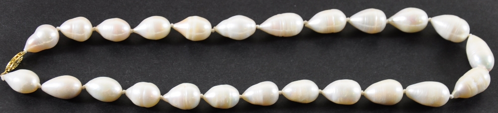 A Tahitian Baroque natural pearl necklace with 14ct clasp