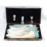 A selection of Masonic regalia with medals,