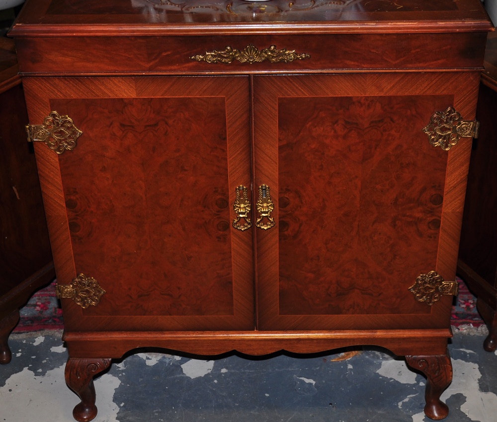 A walnut stereo cabinet with matching speakers, Period High Fidelity Garard ST254 turntable,