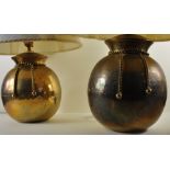 A pair of brass table lamps