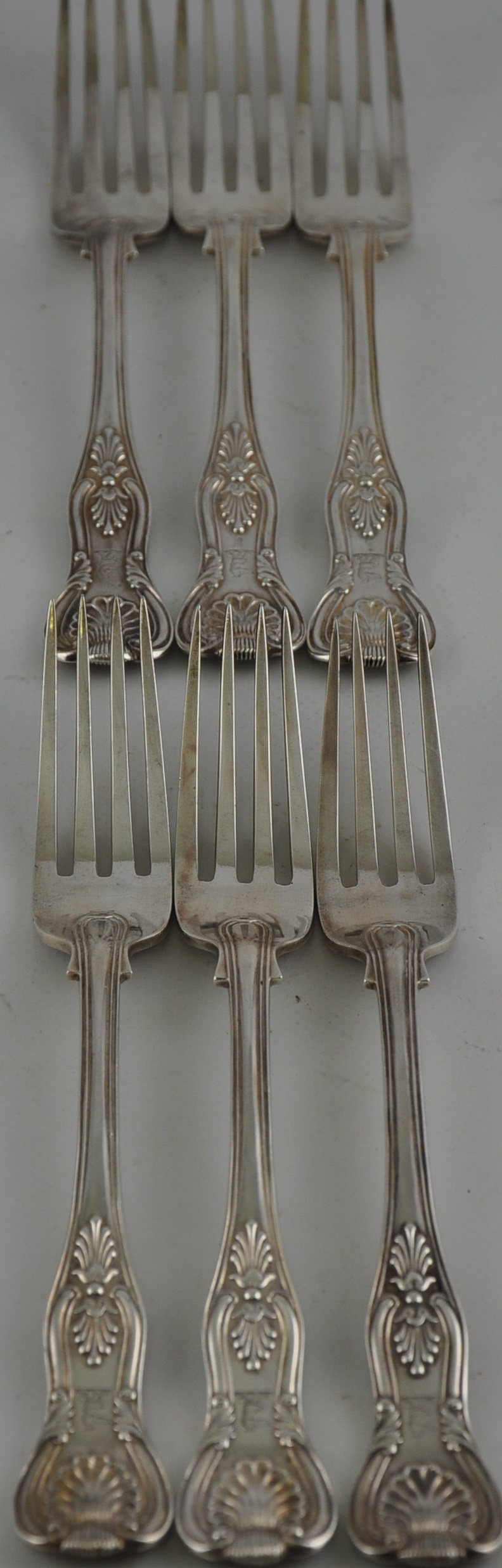 A set of six kings pattern large dinner forks hallmarked 1865 (George Adams) 22oz