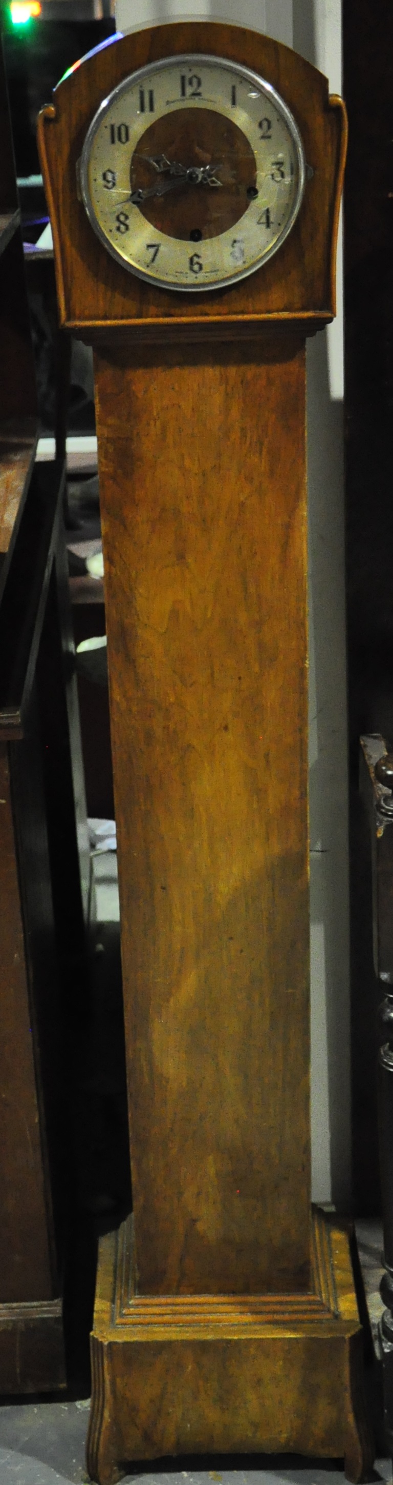 A Bravington's grandmother clock, three winding holes, in mahogany case,