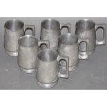 Six 20th century Chinese pewter tankards,