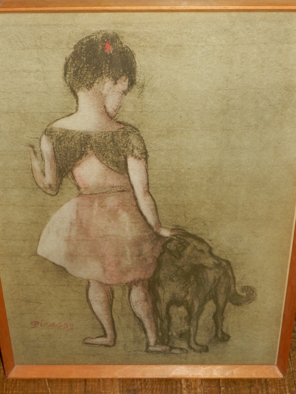 After Picasso, Little Girl with Dog, print, H.66.5cm W.