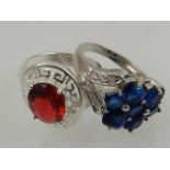 A pair of colourful cubic zirconia set costume cocktail rings,