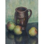 Edward Fierens (20th century Belgium school), Still Life of Apples and a Jug, oil on panel,