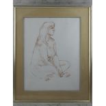 20th century school, Study of a Seated Female Nude, ink on paper, unsigned.